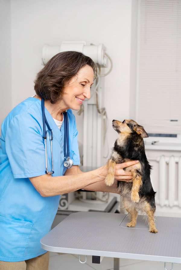 Chien avec un vétérinaire dans l'Ain