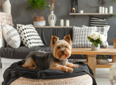 Chien en appartement heureux