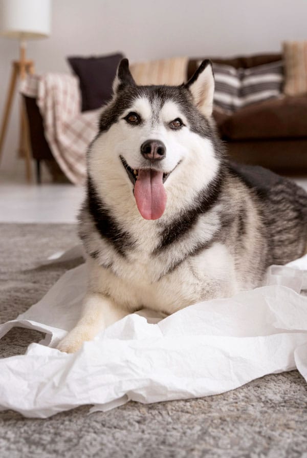 Husky heureux à la maison