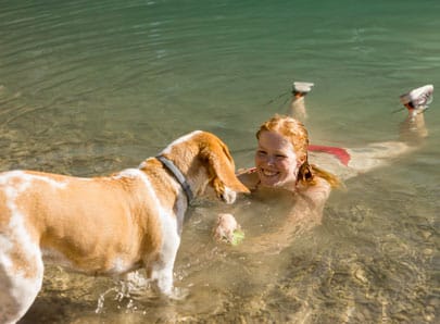 Chien et humain dans un lac les dangers qu'on ignorent