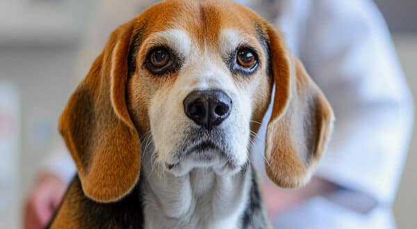 Chien chez le vétérinaire pour une dysurie