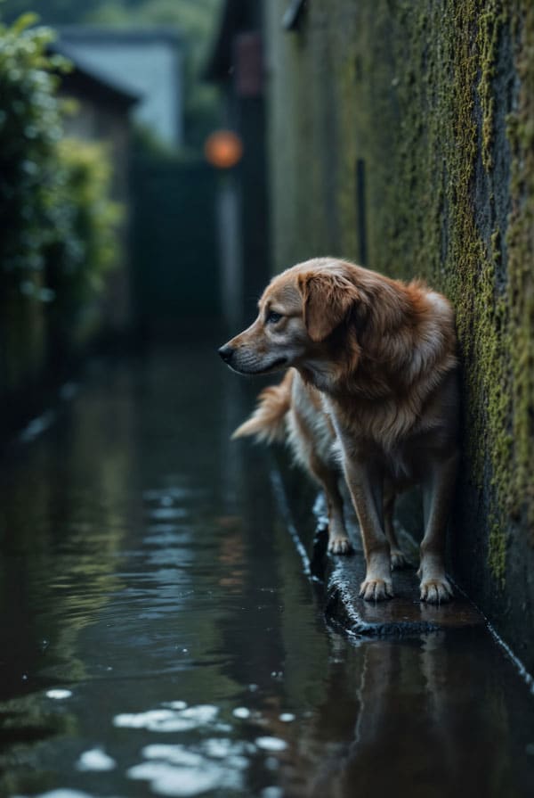 Chien perdu dans la nature