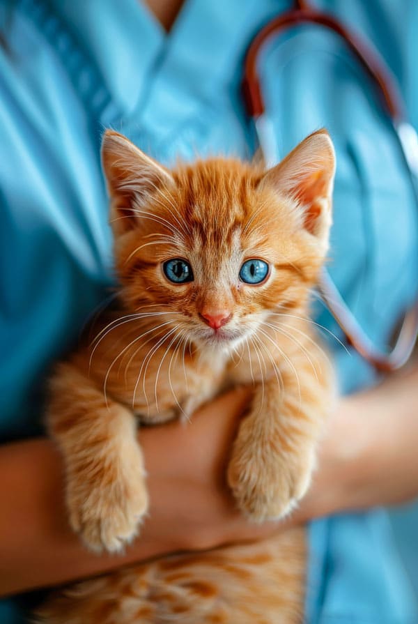 Chat avec une vaginite chez le vétérinaire