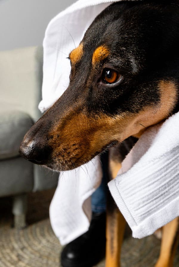 Chien souffrant d'une cheyletiellose