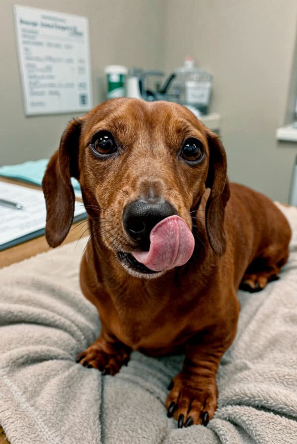 Chien chez le vétérinaire pour un chylothorax